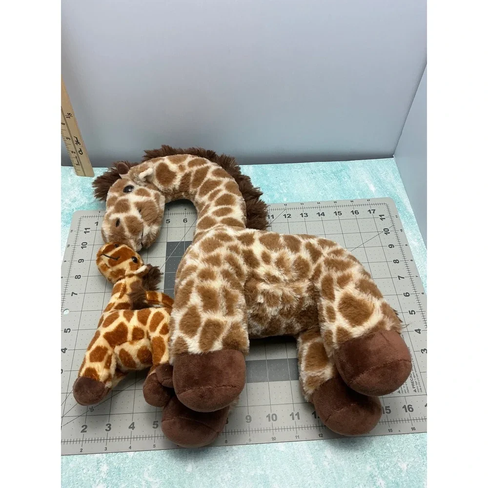 Plush Giraffe‎ Mother and Baby Attached Stuffed Animal Safari Nursery Decor 13in